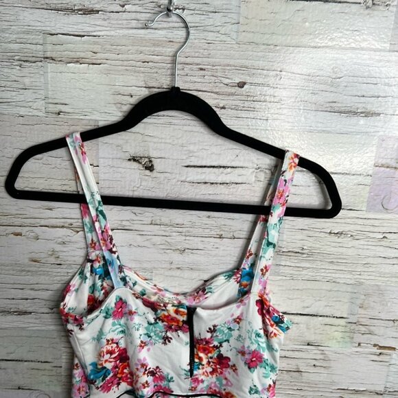Bershka floral  mini tank dress size medium pink white size medium - Picture 5 of 9